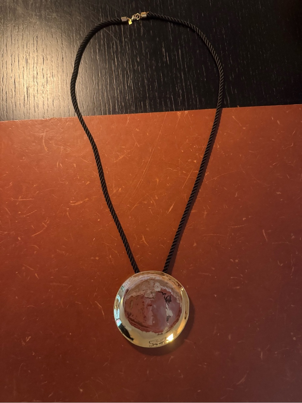 Alexis Bittar Gold-Tone Round Pendant on Black Cord